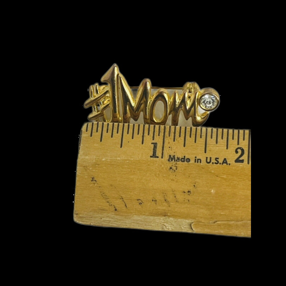 #1 MOM Gold Tone Vintage Brooch Pin 2" Mother Love Number ONE Mom Gift - Picture 6 of 7
